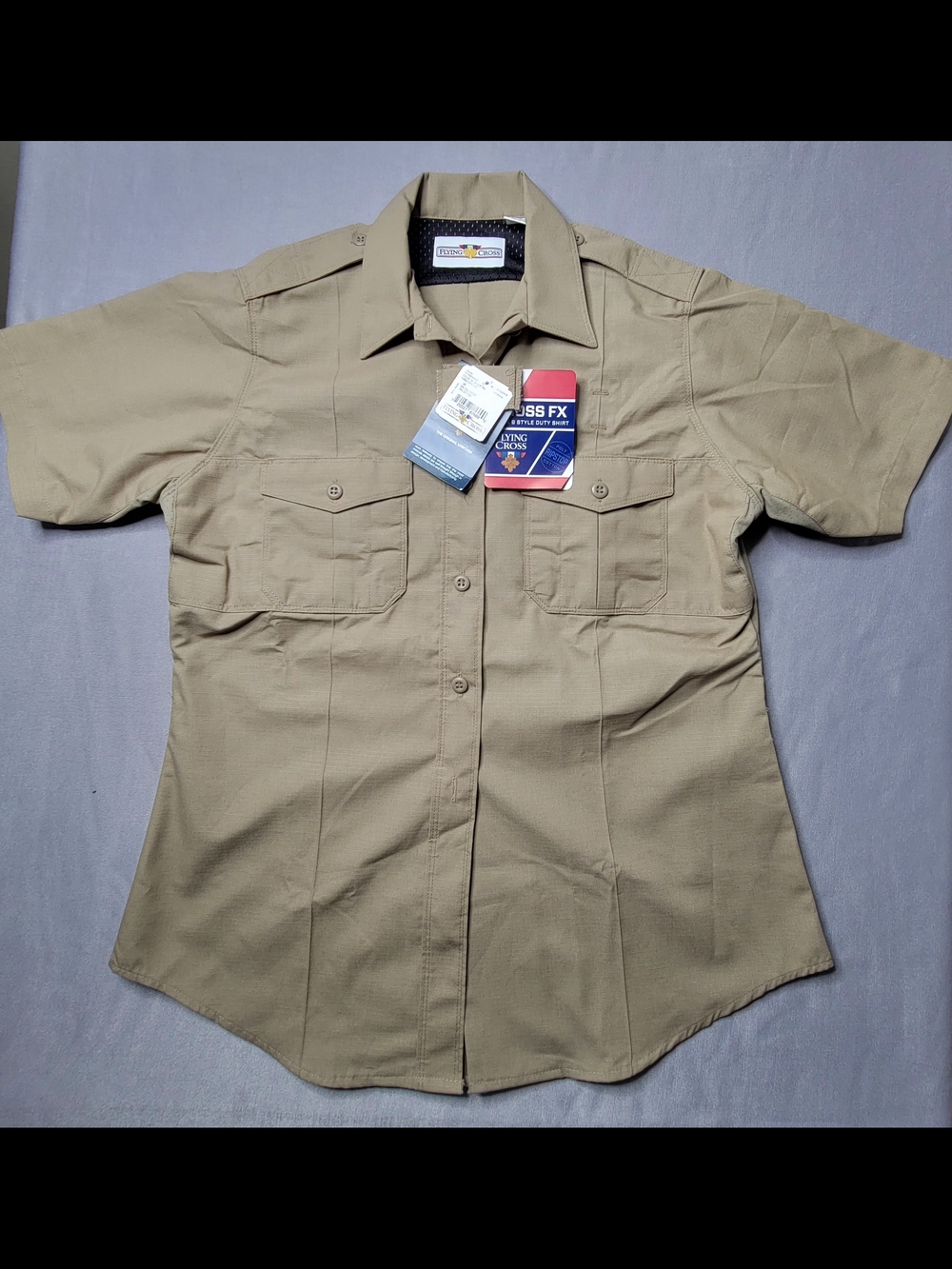 Flying Cross Women’s Tactical Short-Sleeve Button-Down Work Shirt - Tan Size 38